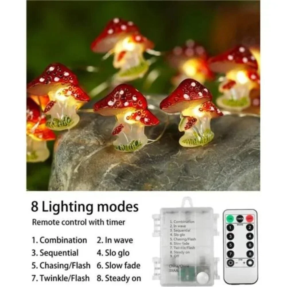 Mushroom Decor Cottagecore Room Decor 10FT 30LEDs Mushroom String Lights Battery